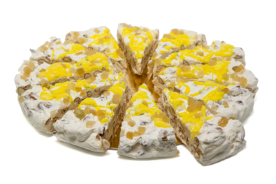 Pizza di torrone tenero al limone candito